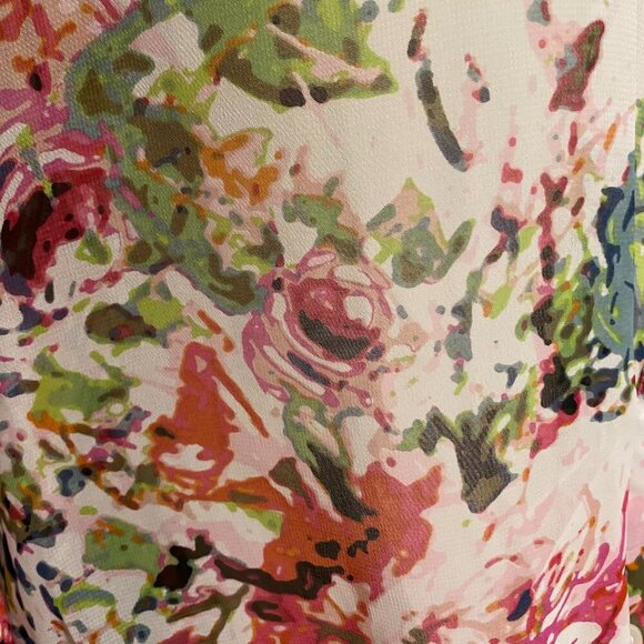 Liz Claiborne Long Sleeve Tie Front Floral Chiffon Blouse, Size Medium - Picture 7 of 7